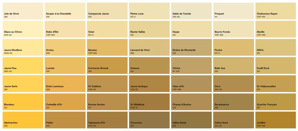 Couleur benjamin moore colobar jaune 4