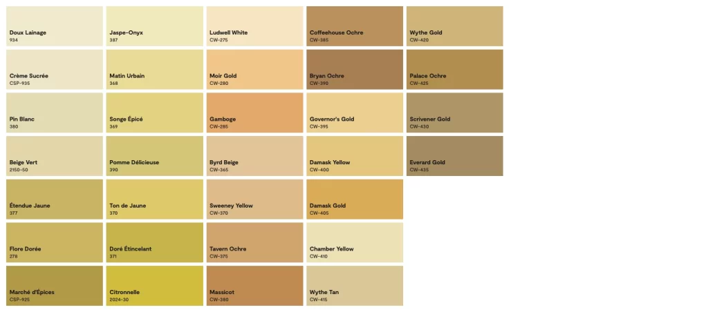 Couleur benjamin moore colobar jaune 7