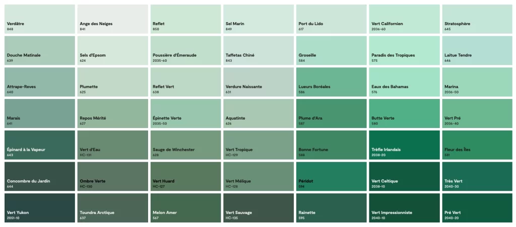 Couleur benjamin moore colobar vert 9