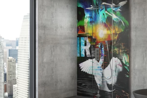 Panneaux architecturaux Muraluxe douche coll. Inspire béton et oie panneau aluminium