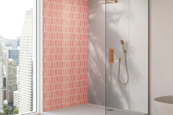 Panneaux architecturaux Muraluxe douche coll. Inspire losange saumon Panneaux architecturaux Muraluxe douche coll. Inspire losange saumon