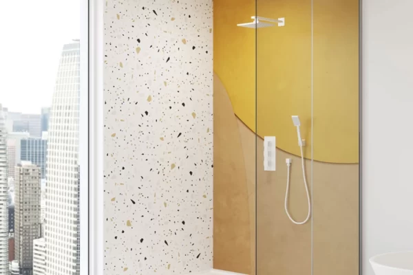 Panneaux architecturaux Muraluxe douche coll. Inspire terrazzo Panneaux architecturaux Muraluxe douche coll. Inspire terrazzo