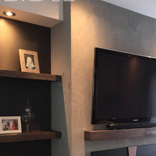 Raw concrete effect fireplace mantel Raw concrete effect fireplace mantel