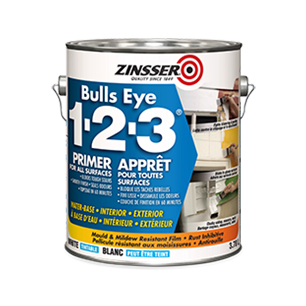 Apprêt scellant tout usage 100% acrylique Bulls eye 1-2-3 de Zinsser - Colobar Peinture & Décoration