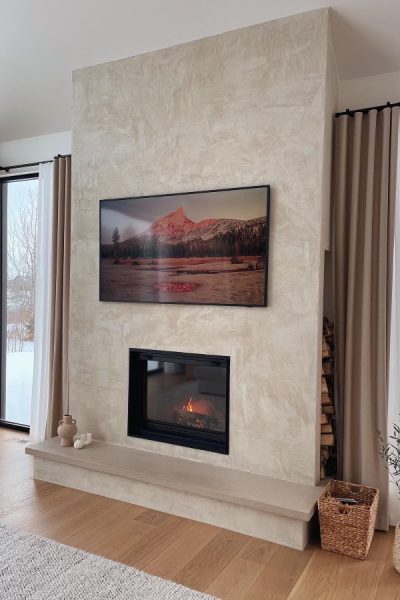 Manteau de foyer fait avec Microbéton Couleur : Perle