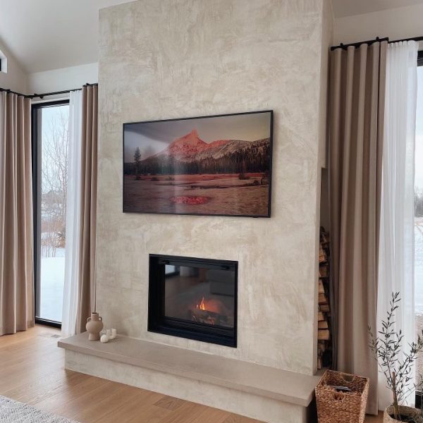 Fireplace mantel made with MicroConcrete Color: Pearl