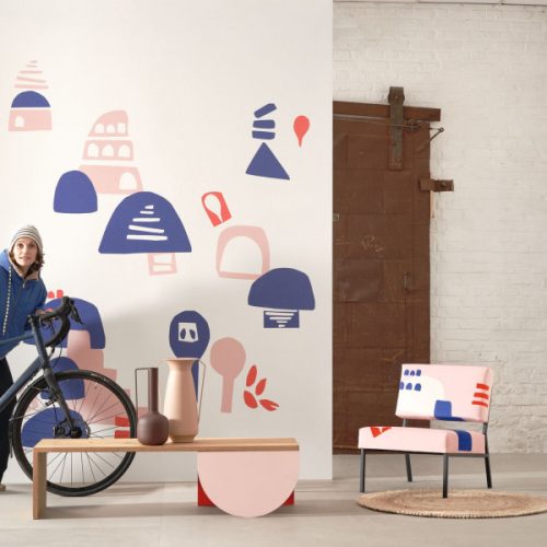 papier-peint Panoramique Village Pink Decor2 GLRY 8631 42 54 Décor 2 papier peint Panoramique Village couleur Pink collection Gallery de Casadeco